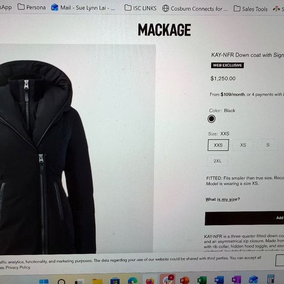 Mackage KAY-NFR coat with Collar - Picture 2 of 3